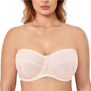 DELIMIRA Women's Strapless Bra Plus Size 36DD Underwire Convertible